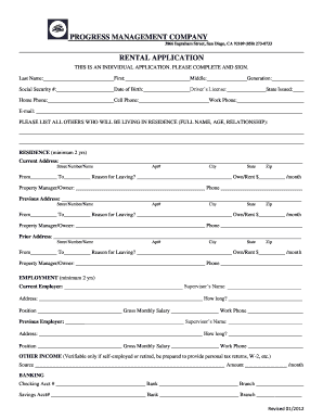 Rental Application Form