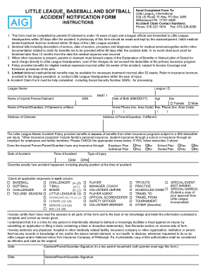 Little League Accident Notification Form