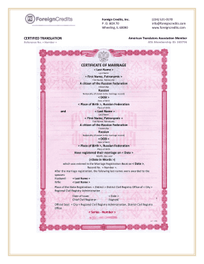 Russian Federation Marriage Certificate Translation