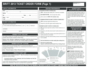Britt Festivals 2013 Ticket Order Form