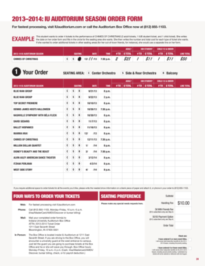 2013-2014 IU Auditorium Season Order Form