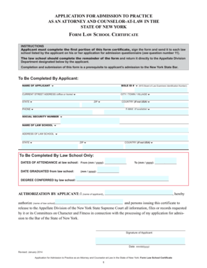 Application for Admission to Practice as an Attorney in New York