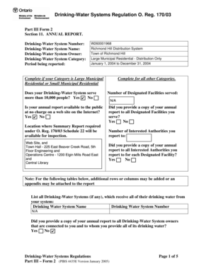 Ontario Drinking-Water System Annual Report Form