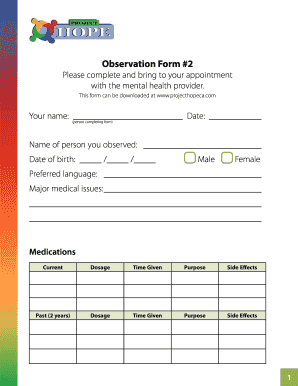 Mental Health Observation Form