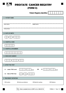 Prostate Cancer Registry Form 2
