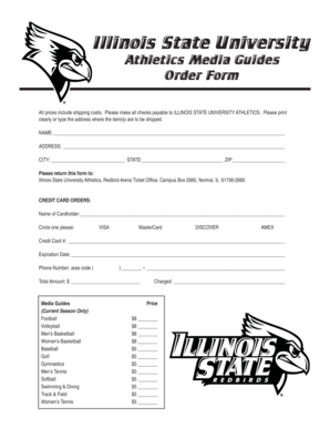 Illinois State University Athletics Media Guides Order Form