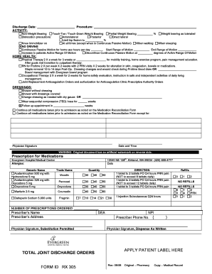 Joint Replacement Discharge Orders