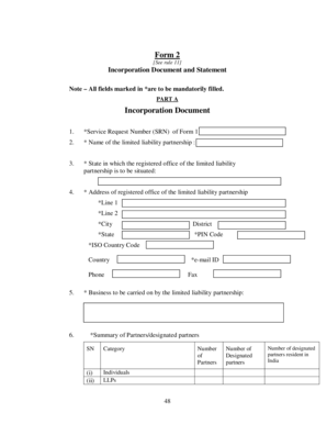 Limited Liability Partnership Incorporation Document