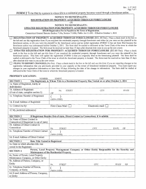 Connecticut Foreclosure Property Registration Form