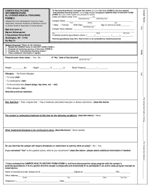 Camper Health Form