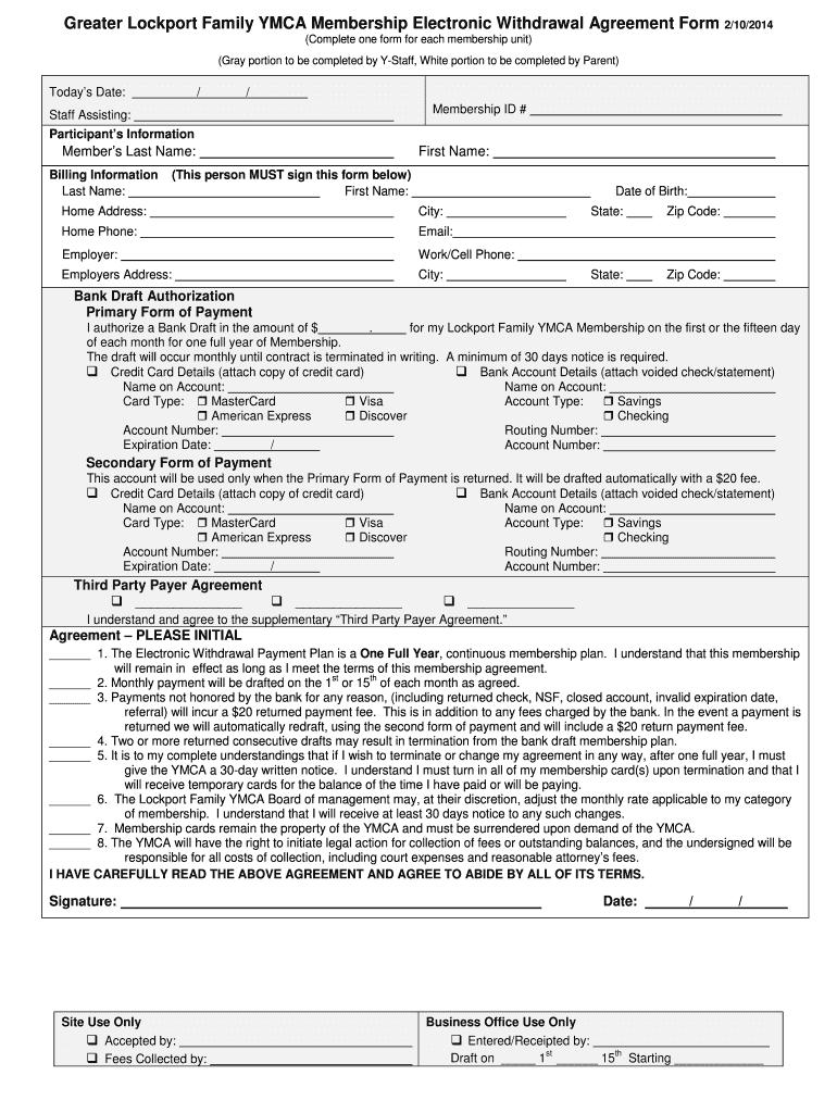 Fillable Online Download a Printable Form - Lockport Family YMCA Fax ...