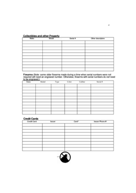 Collectibles and Property Inventory Form