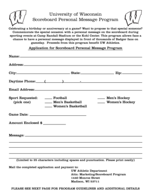 University of Wisconsin Scoreboard Personal Message Application