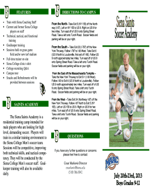 Siena Saints Soccer Academy Brochure