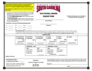 University of South Carolina Football Parking Relocation Request Form