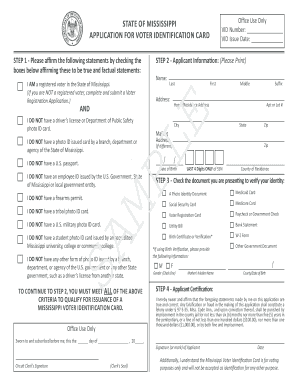 Mississippi Voter Identification Card Application