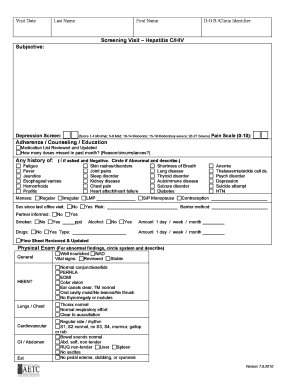 Hepatitis C/HIV Screening and Monitoring Form