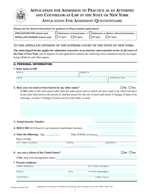 New York Attorney Admission Application