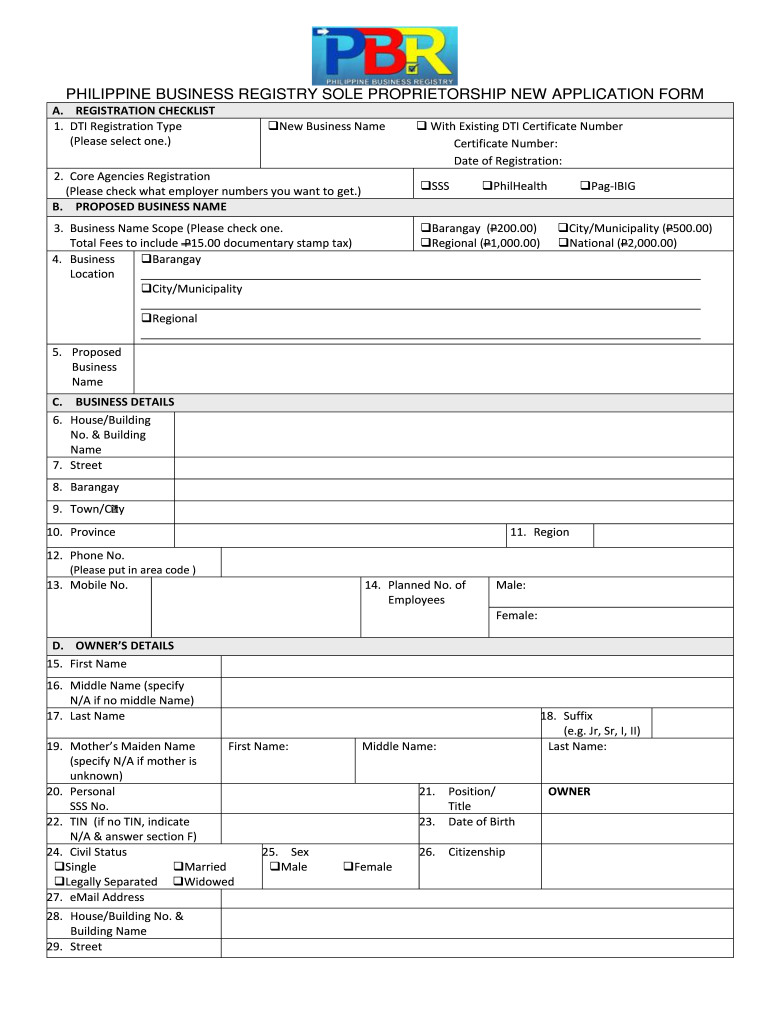 pbr application form Preview on Page 1.