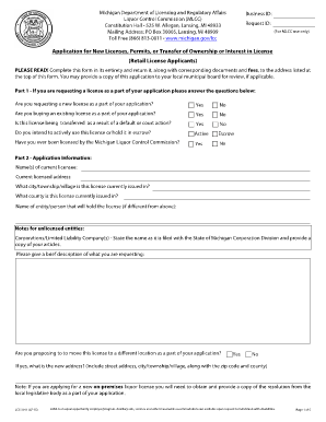 Michigan Liquor License Application