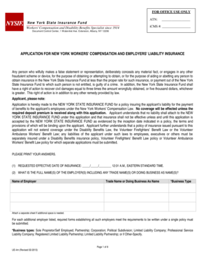 New York Workers’ Compensation and Employers’ Liability Insurance Application