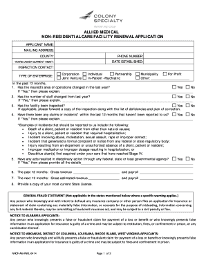 Non-Residential Care Facility Renewal Application