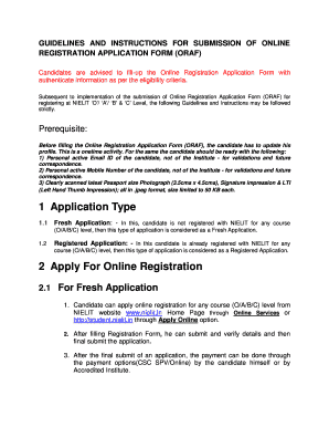 NIELIT Online Registration Application Form