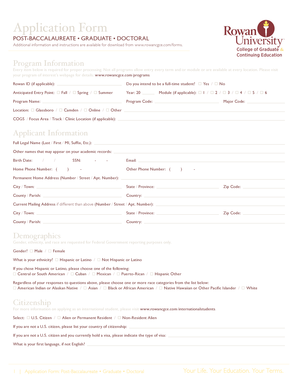 Rowan University Graduate Application Form