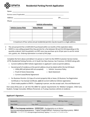 Residential Parking Permit Application