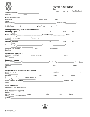 Rental Application Form