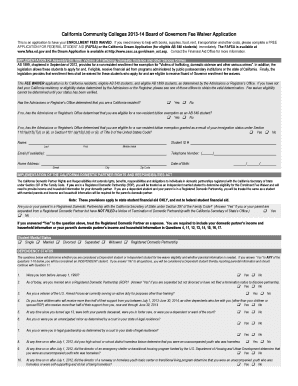 California Community Colleges Board of Governors Fee Waiver Application