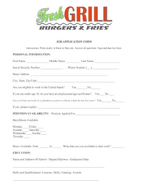 Job Application Form