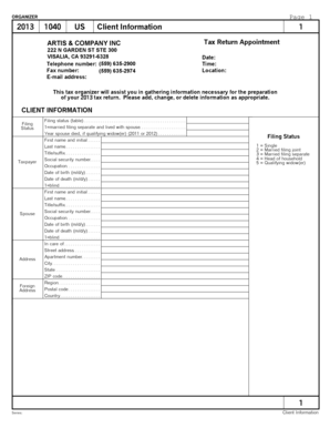 2013 US Federal Tax Return Organizer
