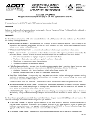 Arizona Motor Vehicle Dealer Application