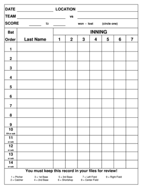 Baseball Scorecard Template