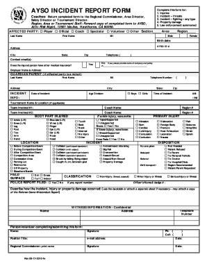 AYSO Incident Report Form