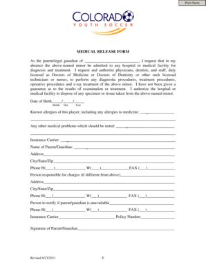 Medical Release Form