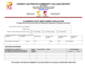 Classified Staff Employment Application