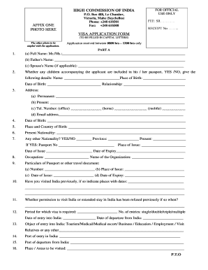 India Visa Application Form