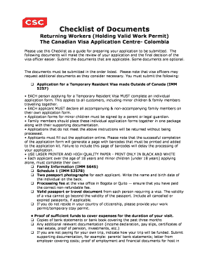 Canada Temporary Resident Visa Checklist