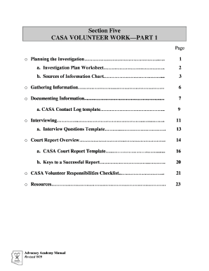 CASA Volunteer Investigation Plan Worksheet