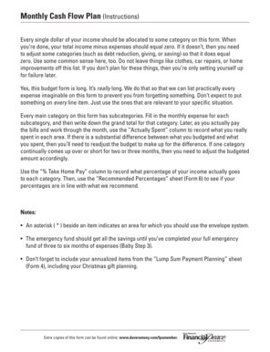 Monthly Cash Flow Plan Form 5