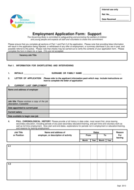 Employment Application Form: Support