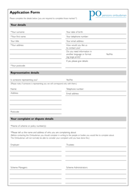 Pensions Ombudsman Application Form