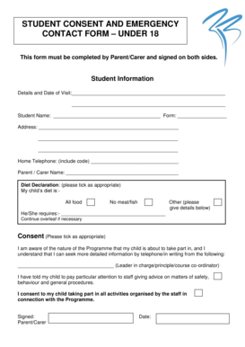 Student Consent and Emergency Contact Form – Under 18