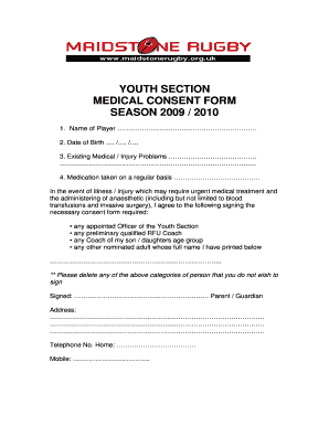 Youth Section Medical Consent Form