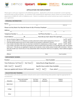 Application for Employment