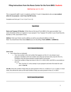Form 8843 Filing Instructions for Students