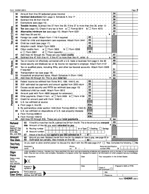 Form 1040NR (2001)