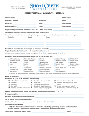 Patient Medical and Dental History Form